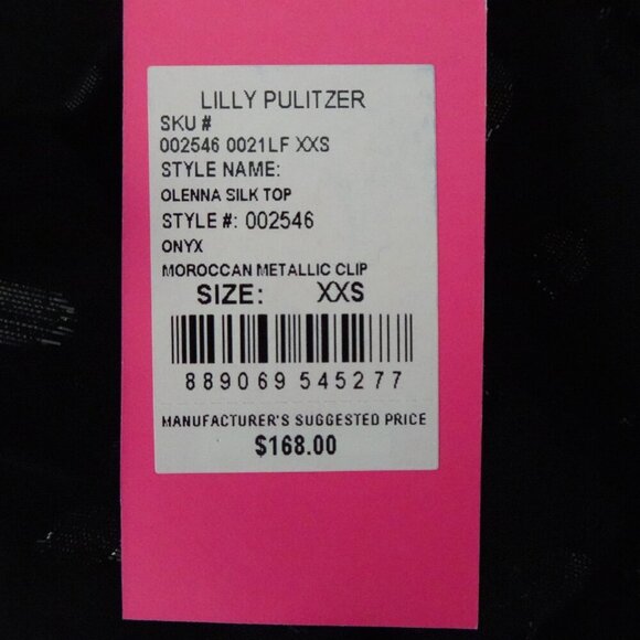 Lilly Pulitzer Olenna Silk Top Women's Size 2XS Black Ruffle Metallic Flowy - Picture 9 of 11